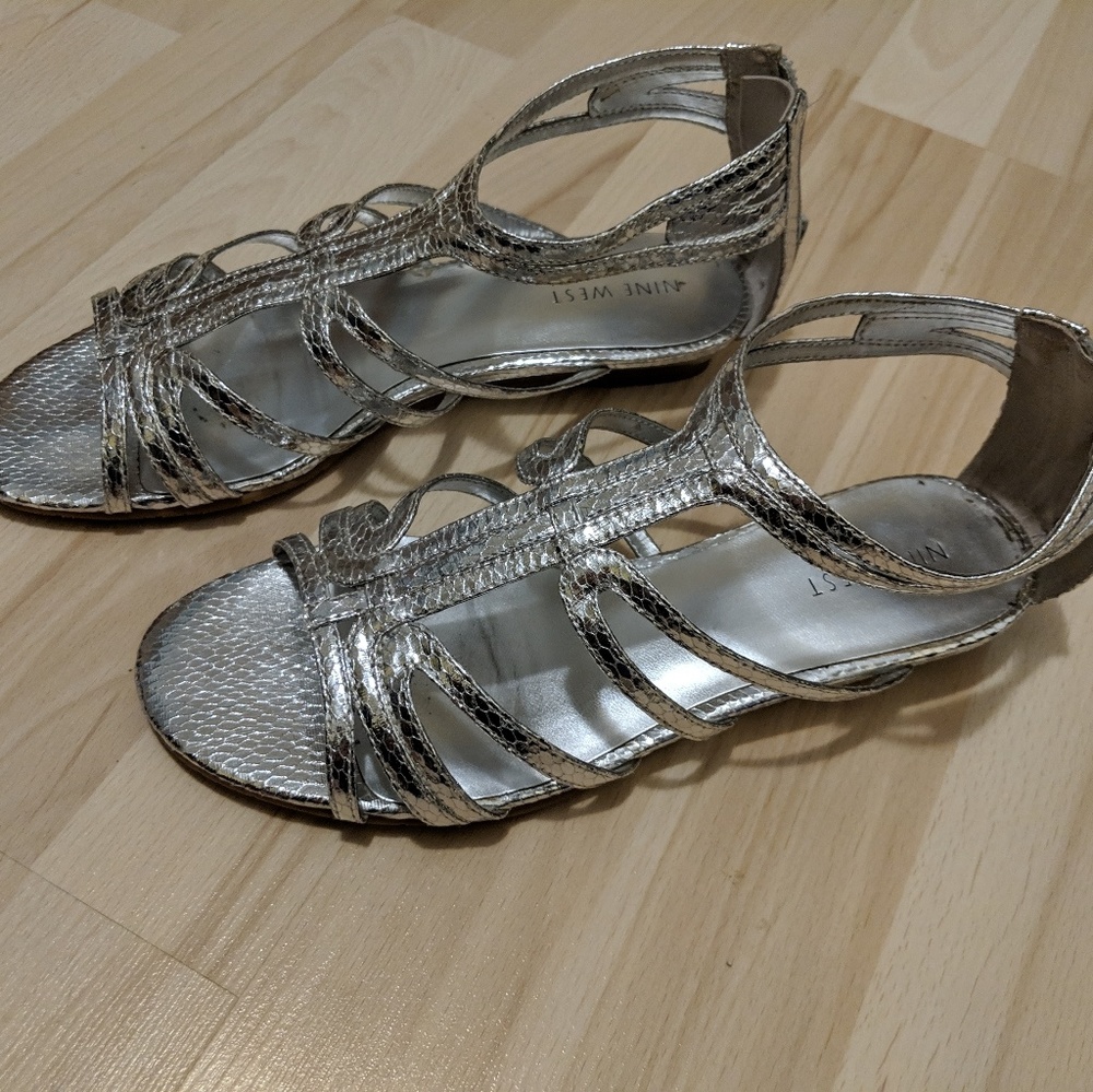 Silver Metallic Nine West Sandals